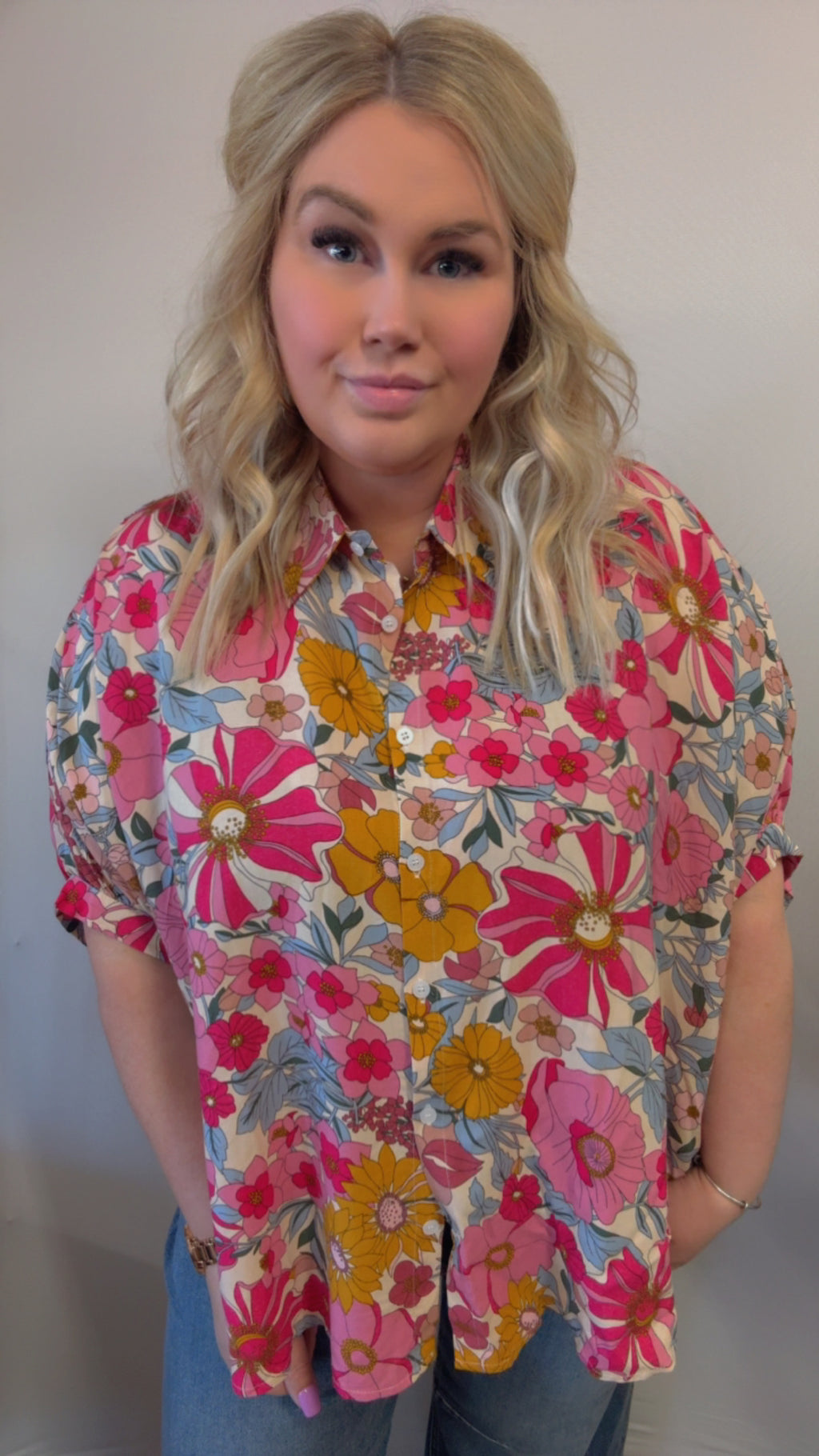 Floral Printed Button Down Top
